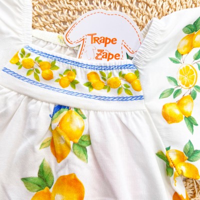 Vestido Manga Flare Limões - Off White